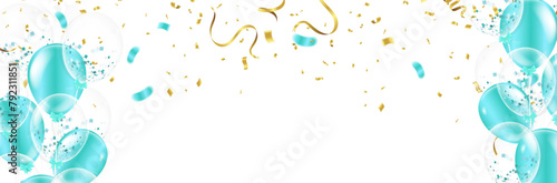 Party banner with blue balloons background. grand Opening Card luxury greeting rich