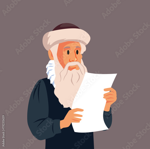Vector Portrait of Johannes Gutenberg in Caricature Style. Famous inventor of the printing machine 
 photo