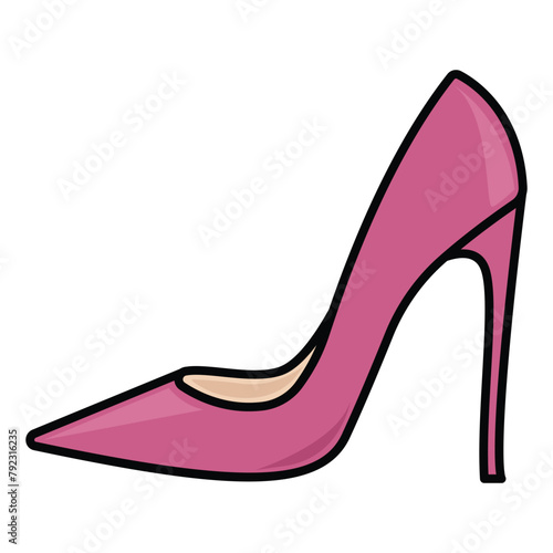 female high heels shoes drawing, vector illustration