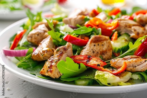 Chicken salad in white plate