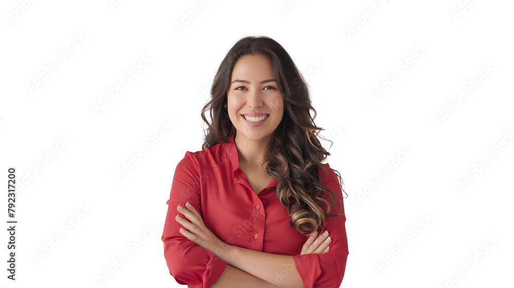 Beautiful woman smiling with crossed arms isolated on a transparent background Beautiful woman smiling with crossed arms isolated on a transparent background