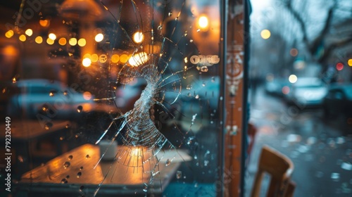 The windows of a local coffee shop are shattered leaving the owners devastated and unsure of how to move forward. . photo