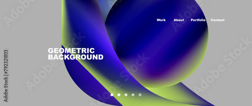 A closeup macro photograph of a terrestrial plant petal in electric blue and green geometric background with a circle sphere, creating a mesmerizing pattern