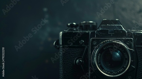 A photo camera on black background
