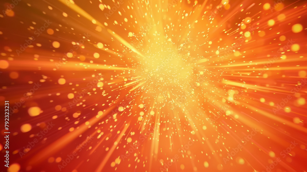 Warm orange abstract image with glowing defocused particles and radial bokeh effect creating vibrancy, ai generated Warm orange abstract image with glowing defocused particles and radial bokeh effect creating vibrancy, ai generated