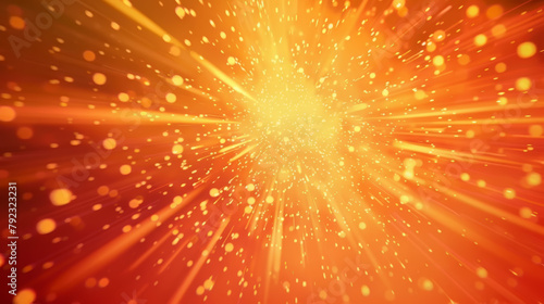 Warm orange abstract image with glowing defocused particles and radial bokeh effect creating vibrancy, ai generated