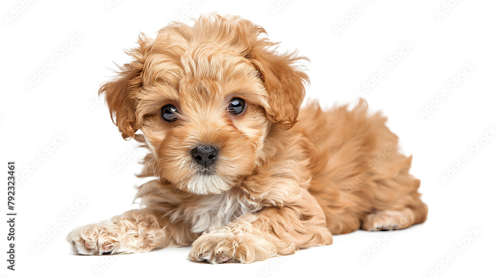 Little cute puppy isolated on a transparent background