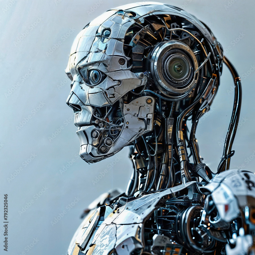 Fototapeta premium Mechanical Minds: Exploring the Nexus of Artificial Intelligence and Robotics in Modern Technology