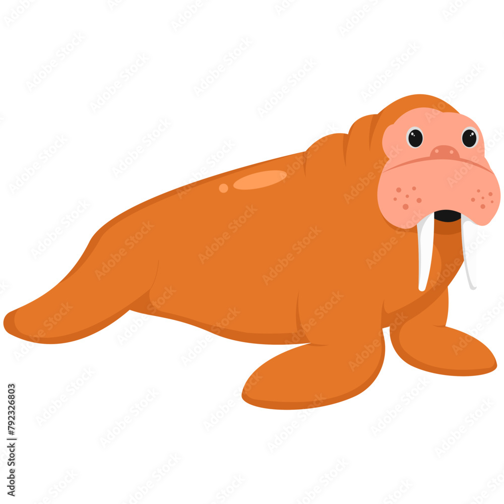 Fototapeta premium Cute Walrus Sea Animals Illustration
