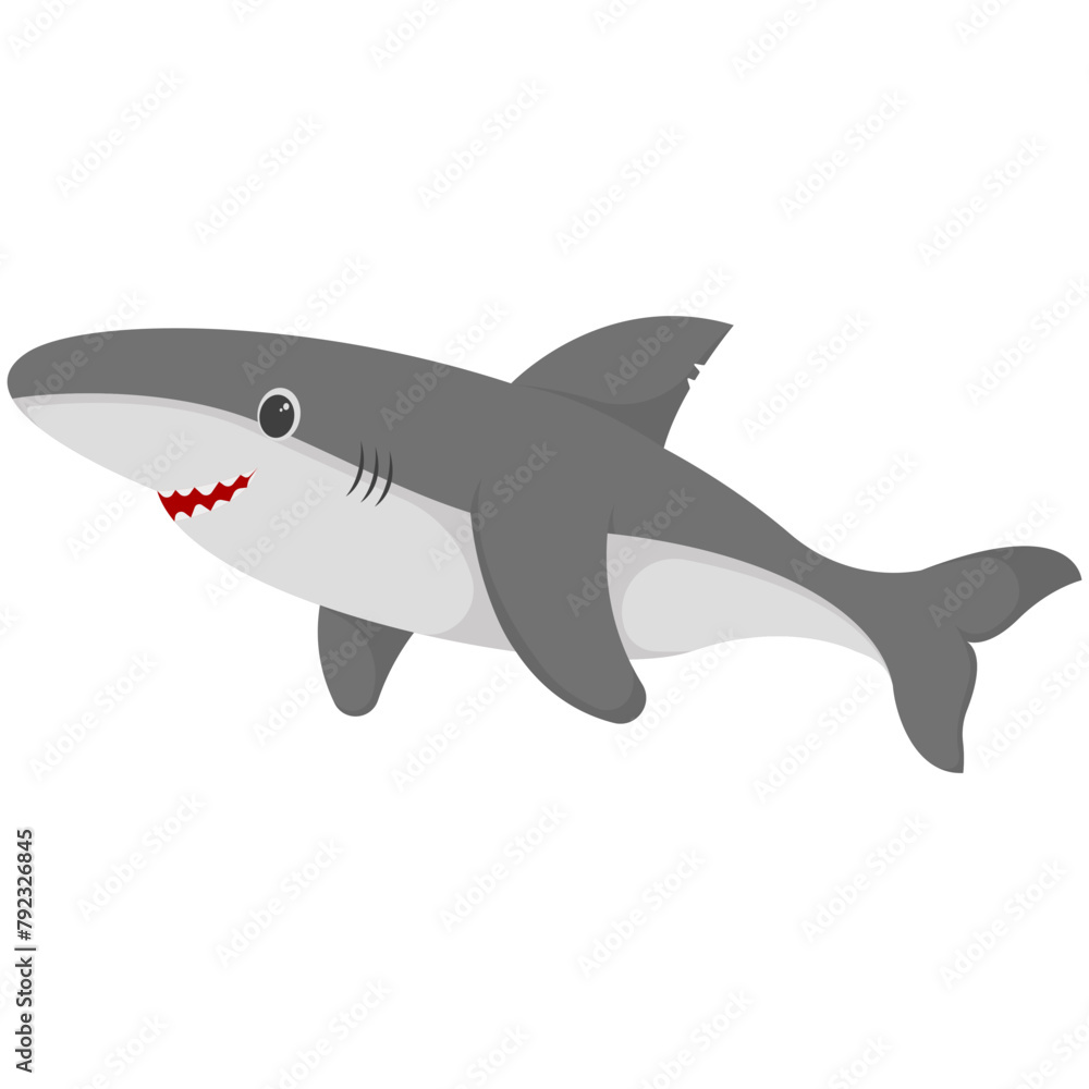 Fototapeta premium Cute Shark Sea Animals Illustration