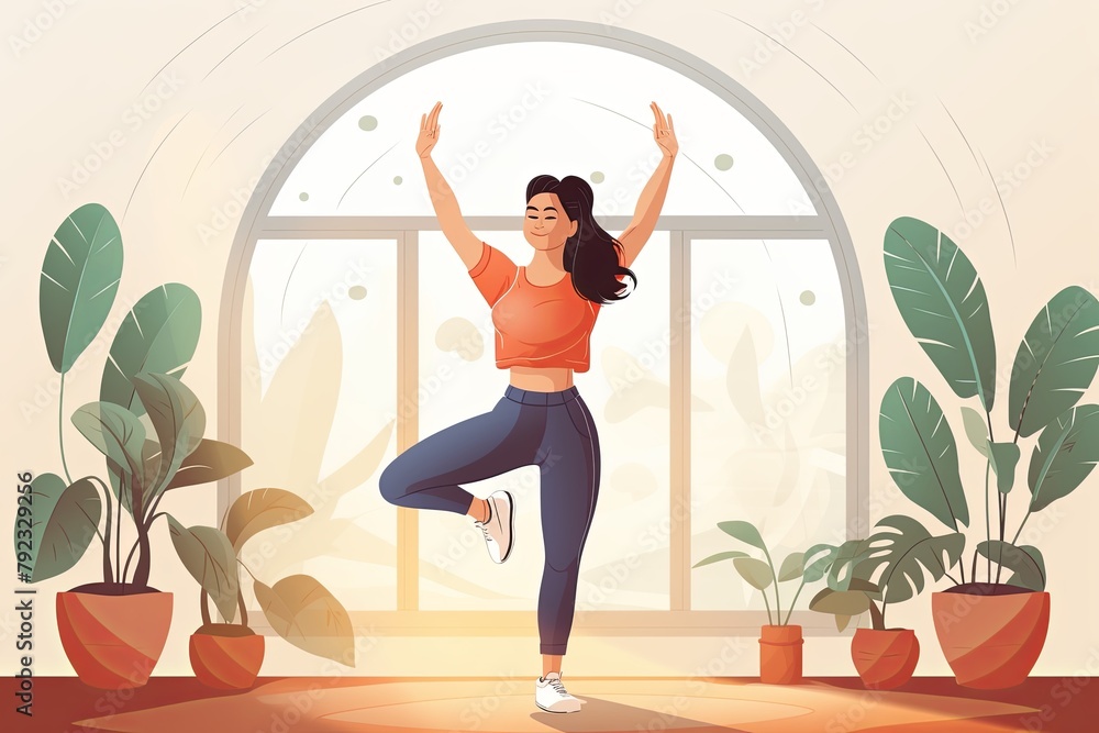 Active female exercising at home Active female exercising at home