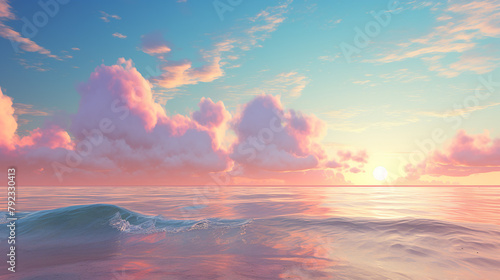 seaside sunrise. a stunning sunrise scene with soft color © Aura