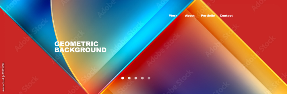 A vibrant geometric background featuring colorful triangles on a red backdrop. The electric blue and magenta tints add a modern touch, reminiscent of technology and automotive lighting