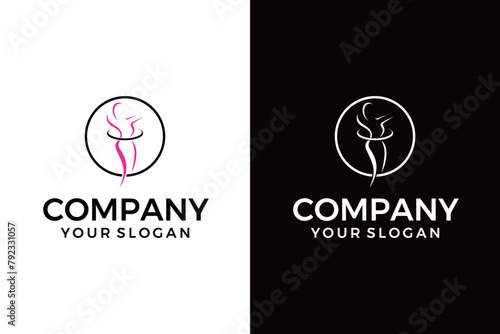 women weight loss silhouette logo designs simple for slim and clinic logo and health service