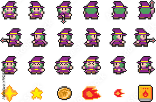ゲーム風ドット絵　魔女モーションセット