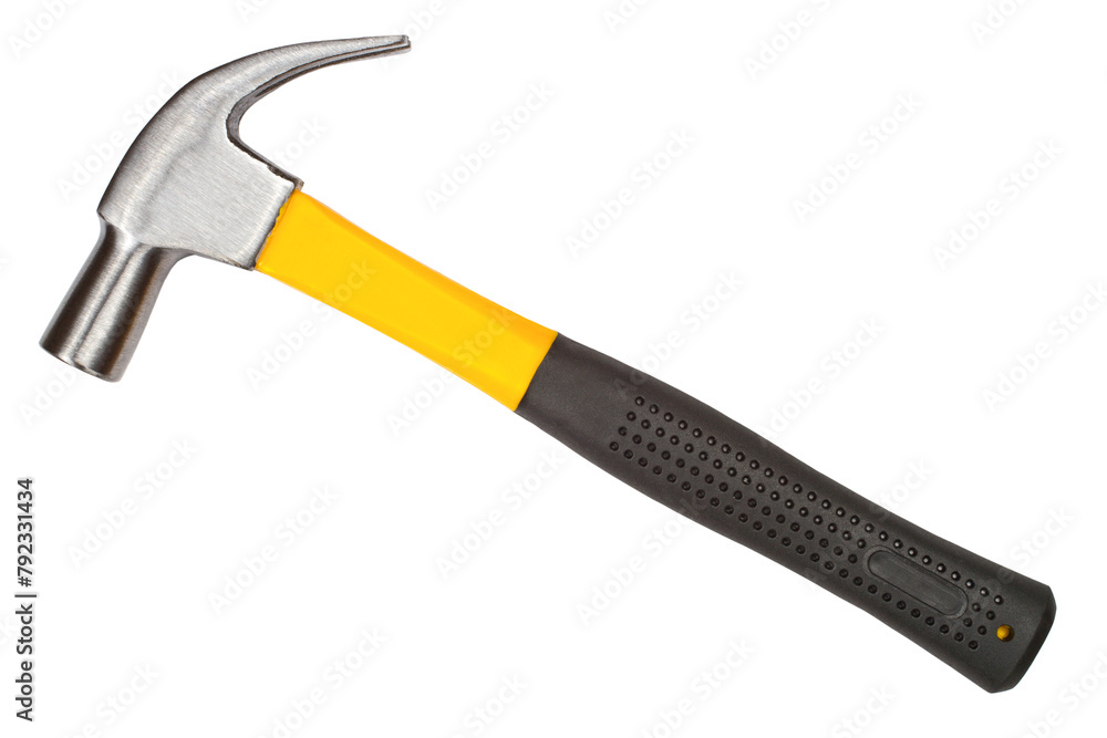 Modern hammer isolated on white background. Hammer close-up. Modern hammer isolated on white background. Hammer close-up.