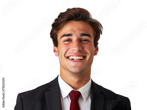 Portrait Photography of smile business man, half body from case to head, nation of england, isolate white background PNG