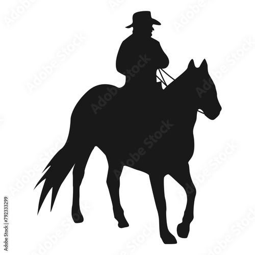 Cowboy Silhouette with Horse and Rope. Vector Illustration Design.