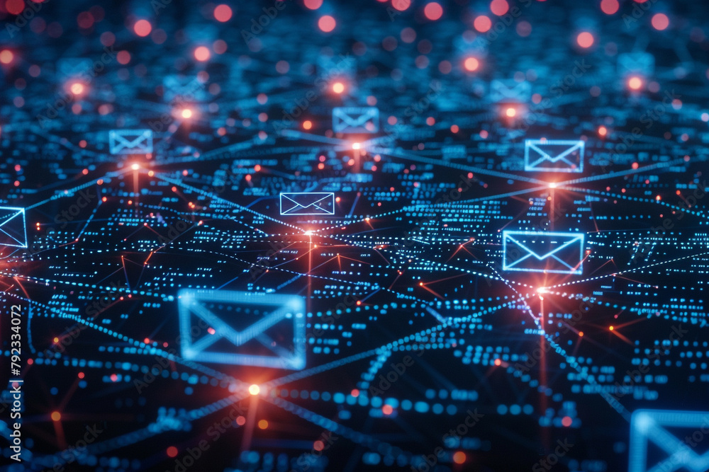 Communication network showcasing spam messages and scam alerts Communication network showcasing spam messages and scam alerts