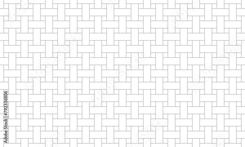 Abstract geometric seamless pattern with grey outline rectangles look like a plain weave Texture. Vector Repeating Background.