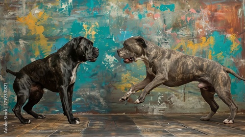 Cane Corso Dogs Face Each Other