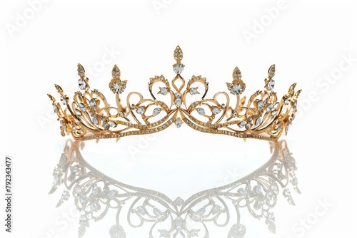 Reflection of tiara or crown on white background