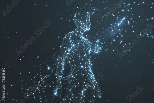 A person is standing in a field of stars