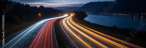 speed motion on the night road, long exposure, abstract photo background 