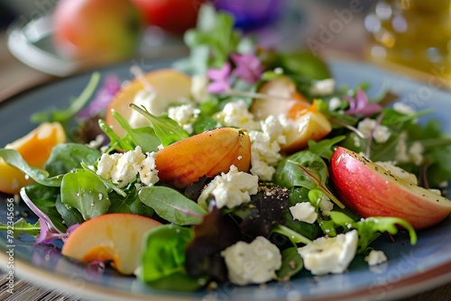 Salad with goat cheese and apple