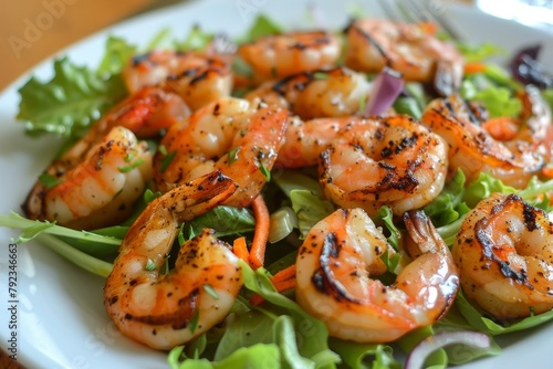shrimp and salad grilled