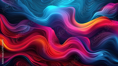 Colorful, abstract painting with blue and red swirl