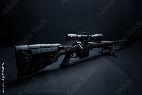 Sniper rifle with black background photo