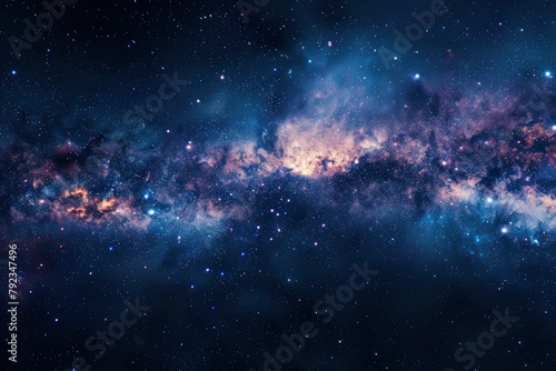 Space scene with stars in the galaxy. Panorama. Universe filled with stars, nebula and galaxy,. Elements of this image furnished by NASA - generative ai #792347496