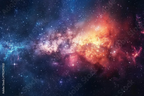 Space scene with stars in the galaxy. Panorama. Universe filled with stars, nebula and galaxy,. Elements of this image furnished by NASA - generative ai #792347830