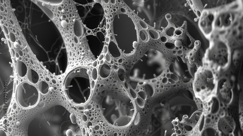 An electron microscope image showing the ultrastructure of a fungal thread revealing the intricate arrangement of its cell wall and photo