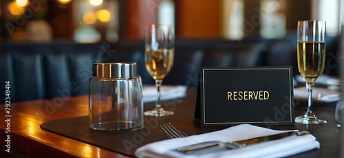 Reserved Sign On Restaurant Table photo