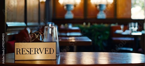 Reserved Sign On Restaurant Table photo