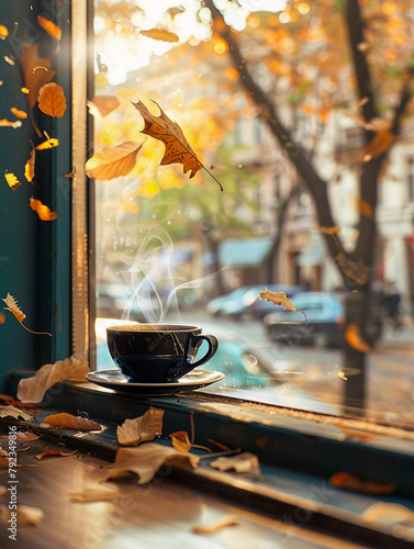 Autumn Coffee Bliss by the Window