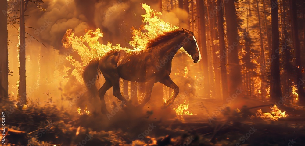 Horse Running From Forest Fires Horse Running From Forest Fires