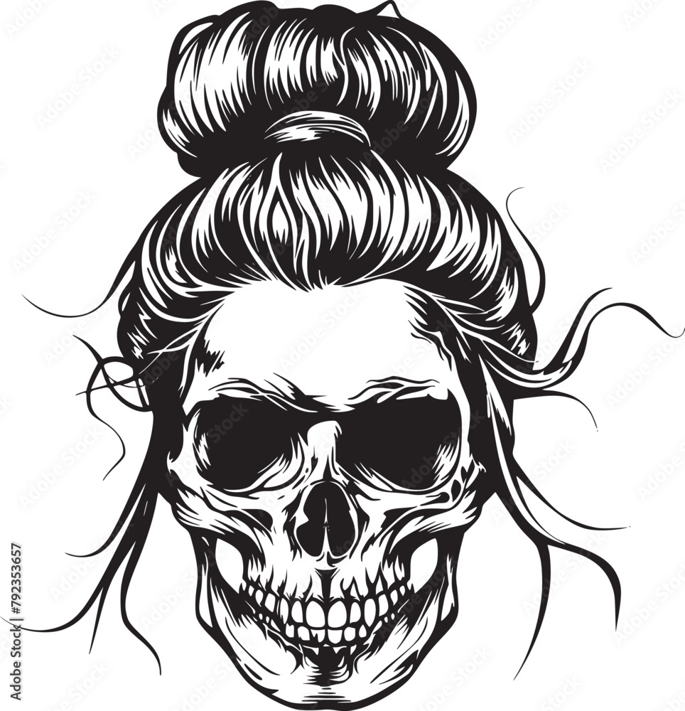 Human skull illustration. Monochrome hand-drawn skull on black and white backgrounds. Vector