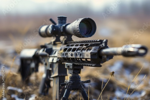 Modern military rifle with a scope