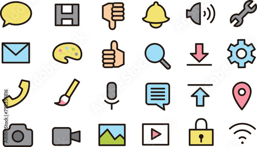 スマホのツールなど、シンプルなアイコンセット