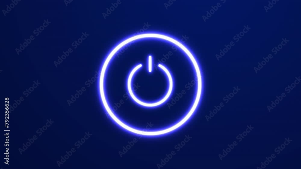 Power button on off icon electric glow neon animation with alpha channel. Energy pulse electro concept Power button on off icon electric glow neon animation with alpha channel. Energy pulse electro concept