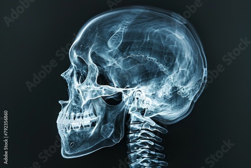 Photo of human skull x ray in natural colors photo