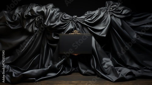 Elegant end credits scroll over a black velvet background, with classic white serif typography, perfect for a formal film or theatre production