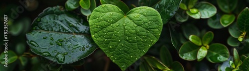 Green heart leaf dark foliage background photo