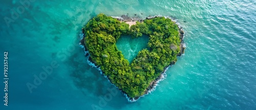 Heart-shaped island lush greenery