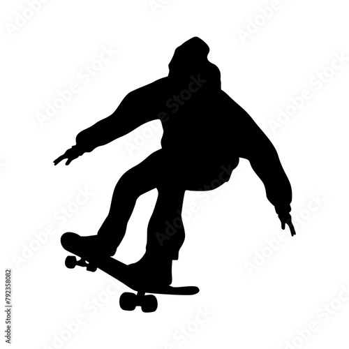 Man skateboarding vector silhouette, Skateboarder, Guy skateboarder jumps on skateboard