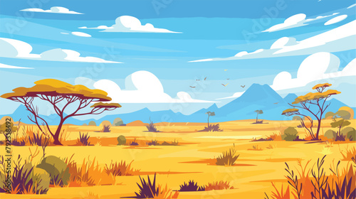 Seamless cartoon african panorama savanna landscape