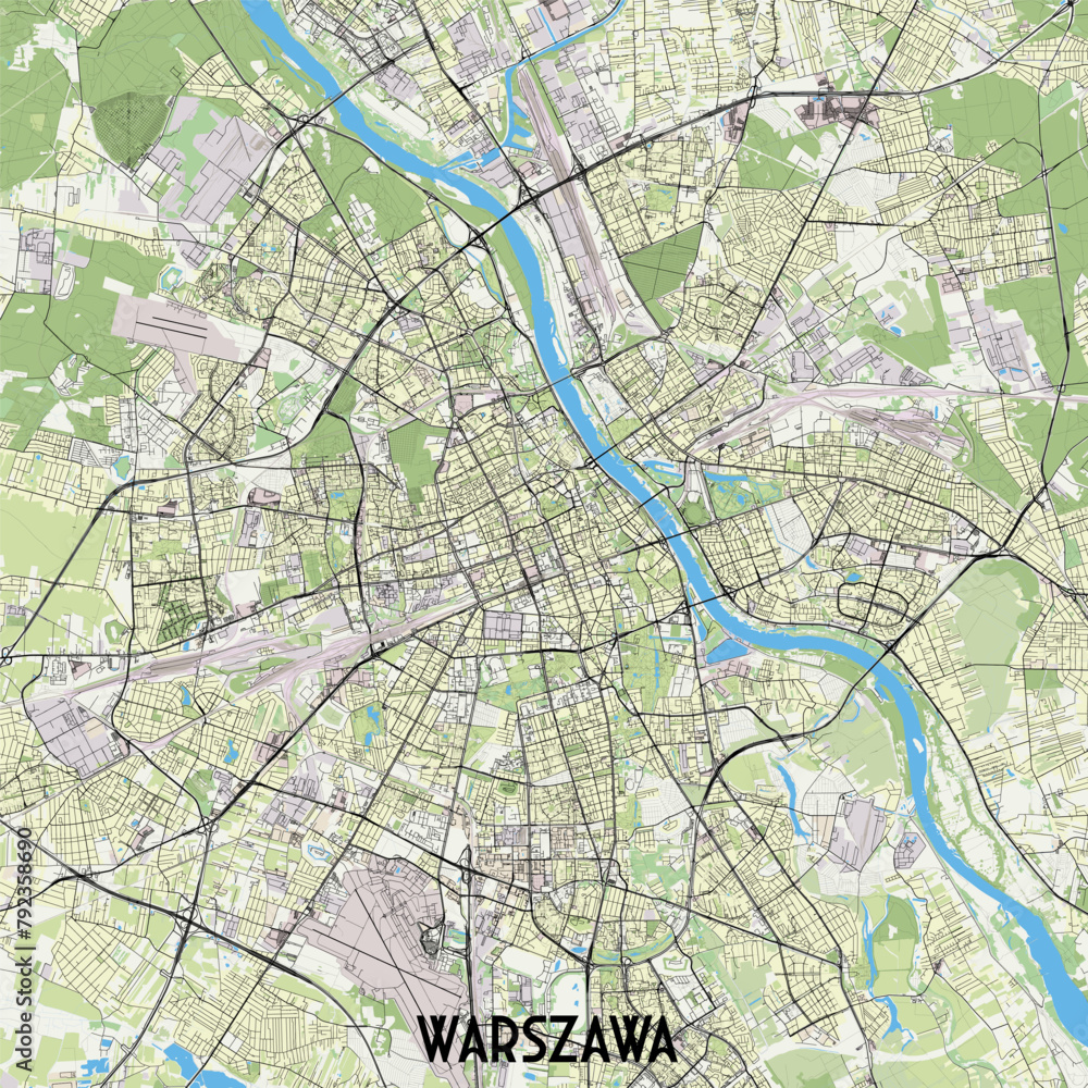 Obraz premium Warsaw Poland map poster art